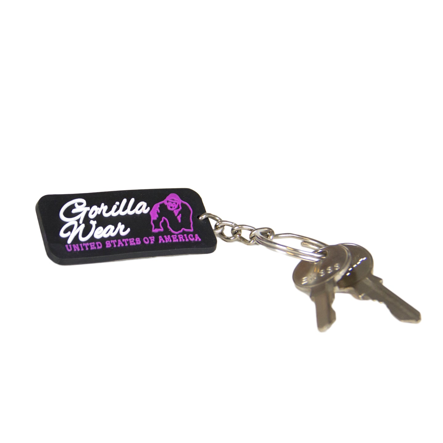 Gorilla Wear GW Gummi Logotyp Nyckelring, Svart/Rosa