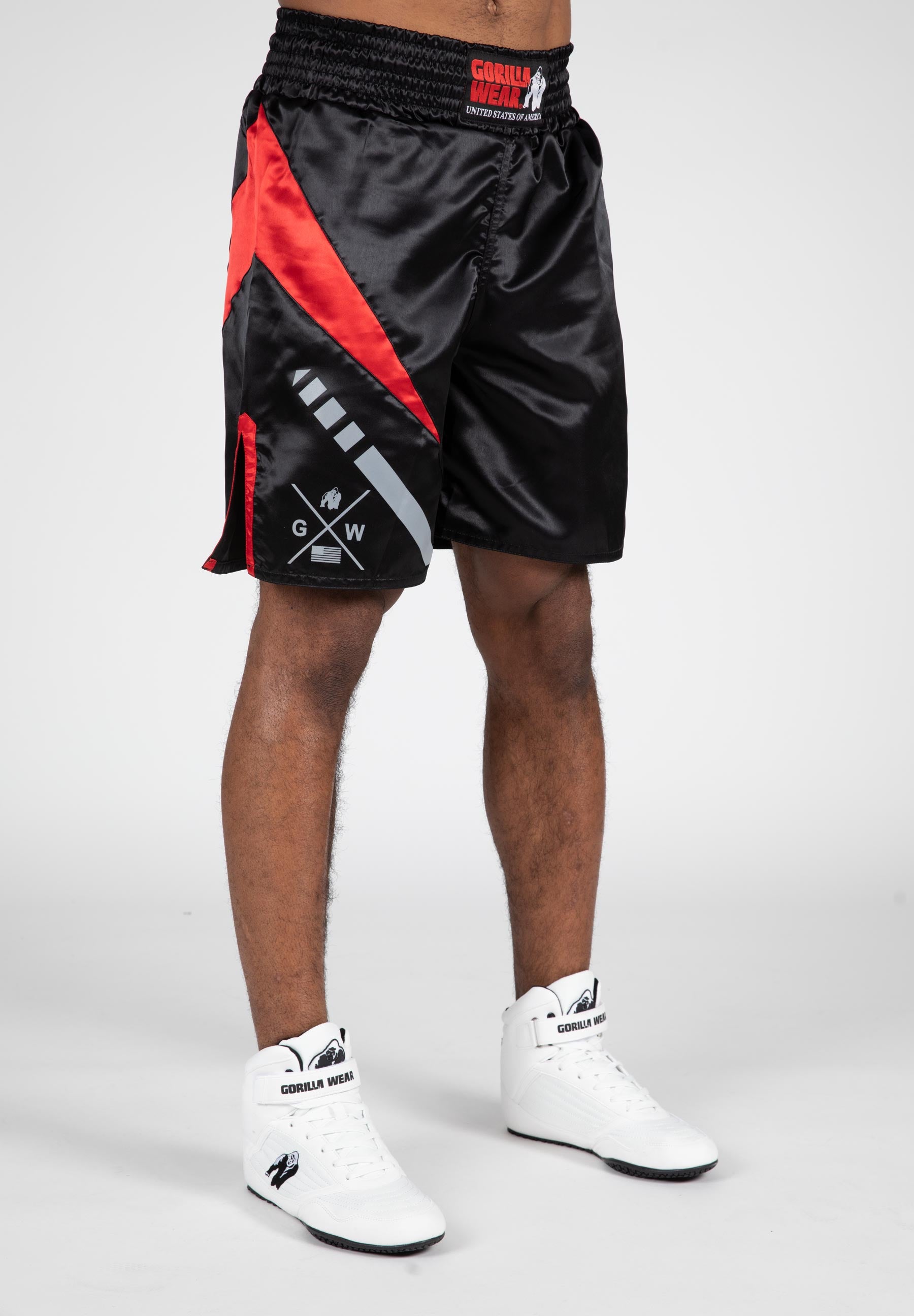 Gorilla Wear Hornell Boxing Shorts, black/red