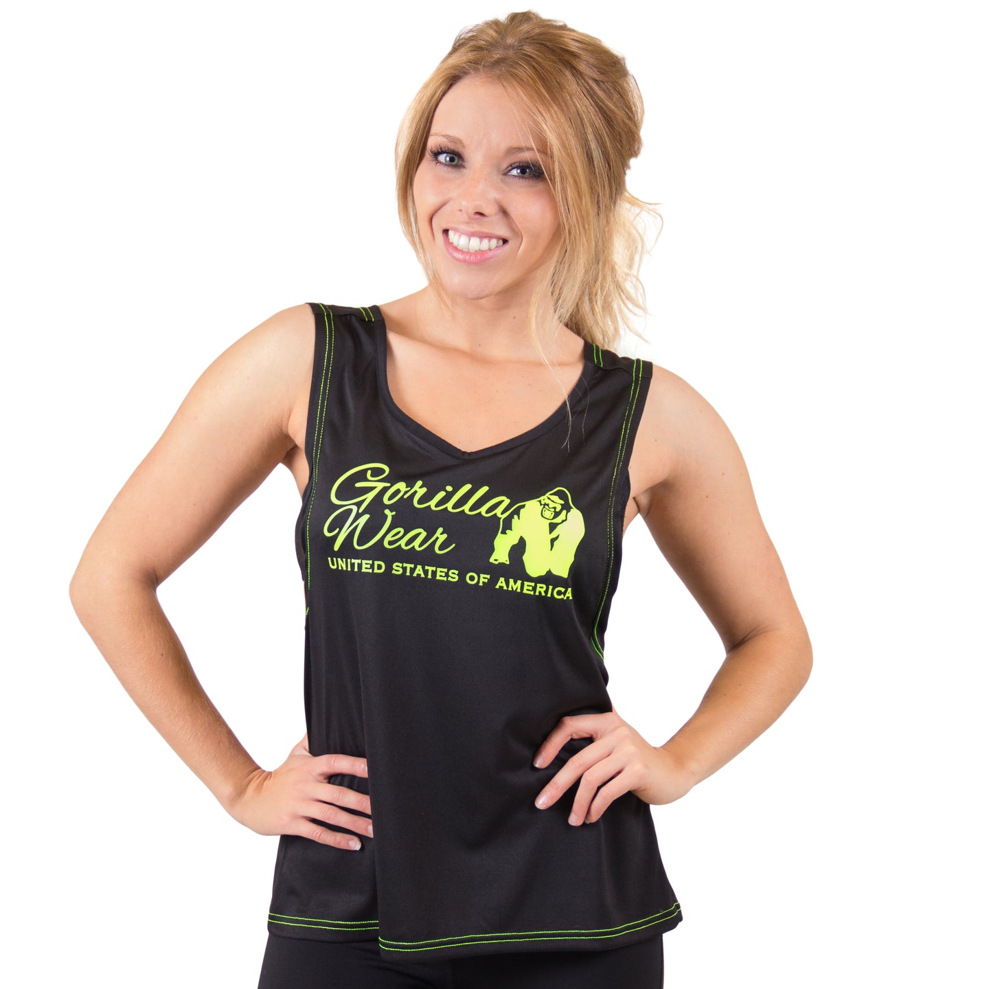 Gorilla Wear Odessa Cross Back Tanktop, black/neon lime