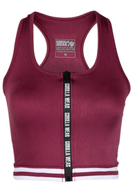 Gorilla Wear Mesa Zip Front Crop Top, burgundy red