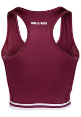 Gorilla Wear Mesa Zip Front Crop Top, burgundy red