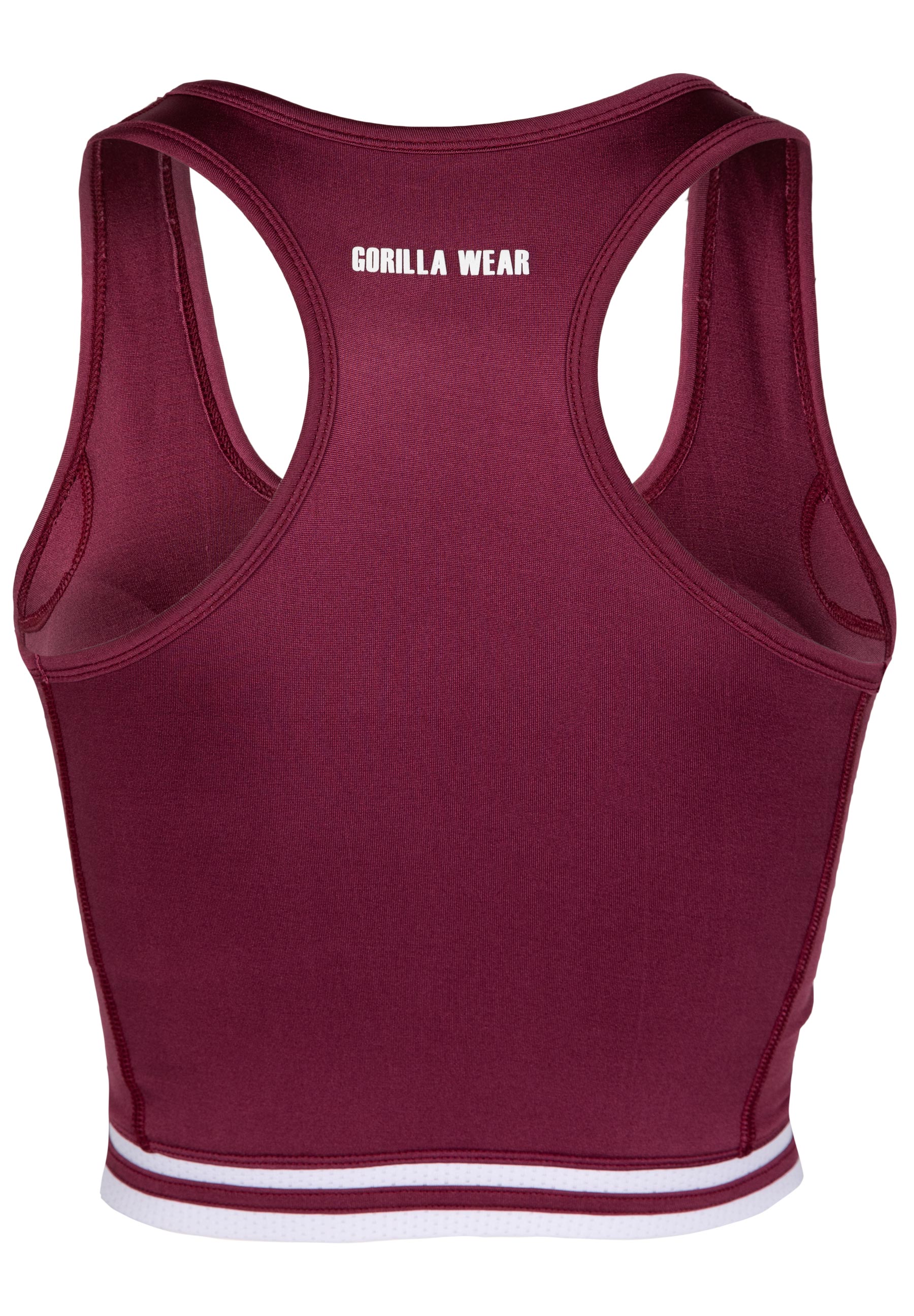 Gorilla Wear Mesa Zip Front Crop Top, burgundy red
