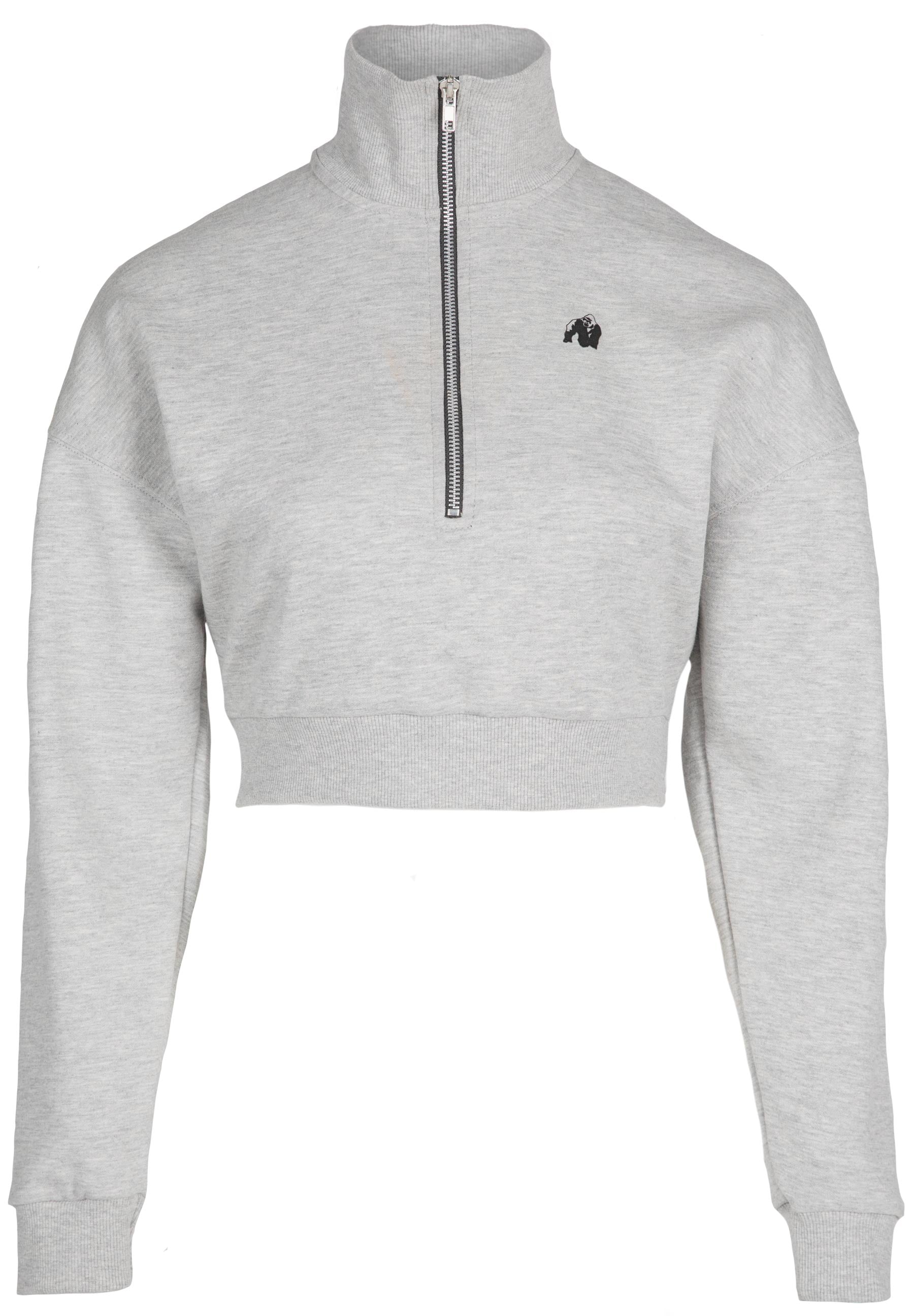 Gorilla Wear Ocala Cropped Half-Zip Sweatshirt, grey