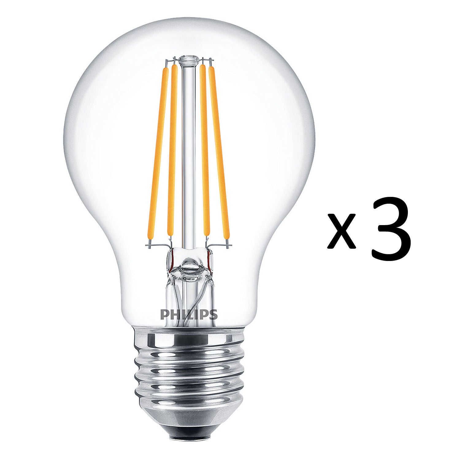 Philips 3-pack LED E27 Normal Klar 60W 806lm