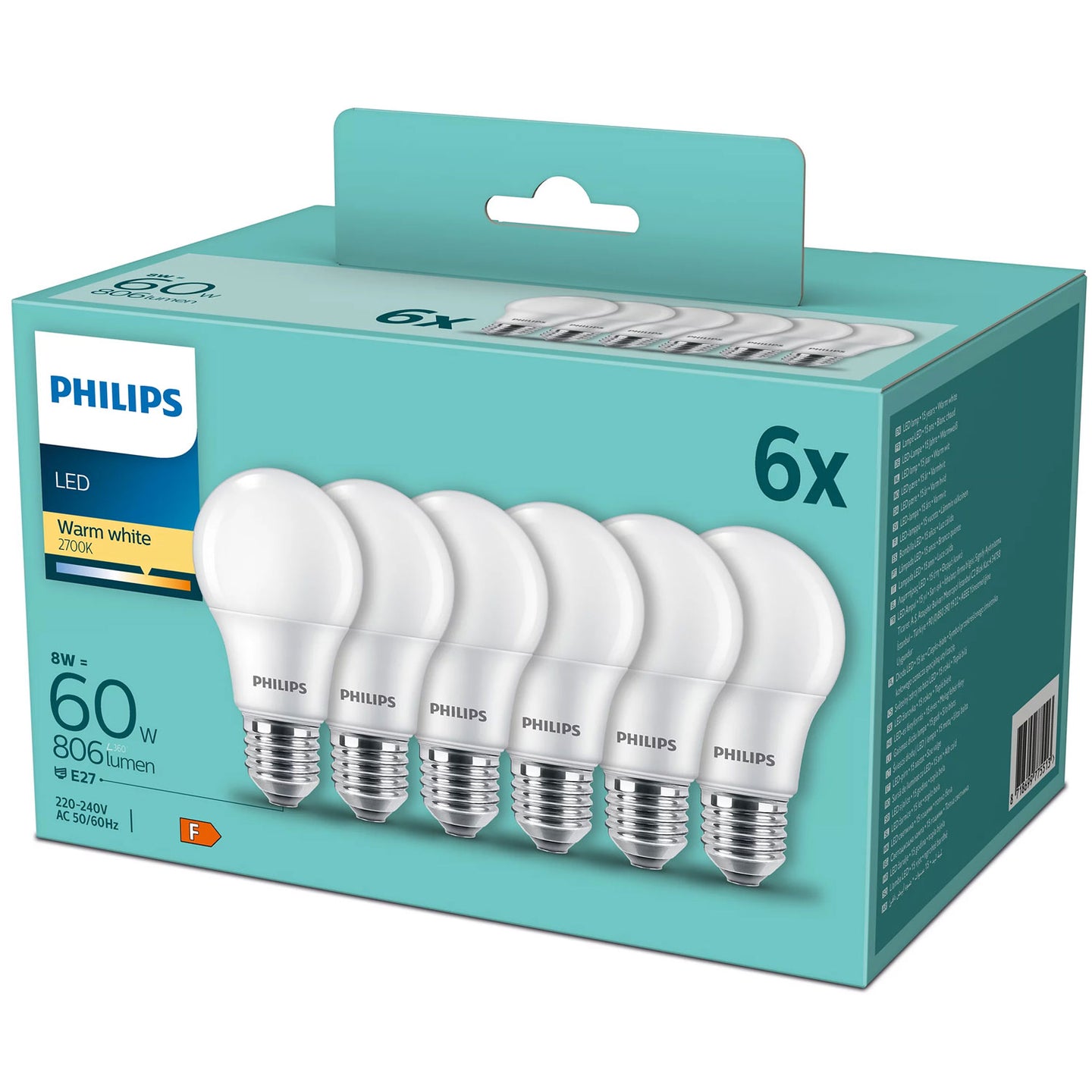 Philips 6-pack LED E27 Normal Frost 60W 806lm