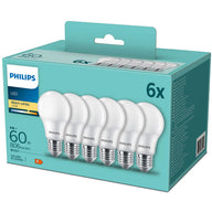 Philips 6-pack LED E27 Normal Frost 60W 806lm