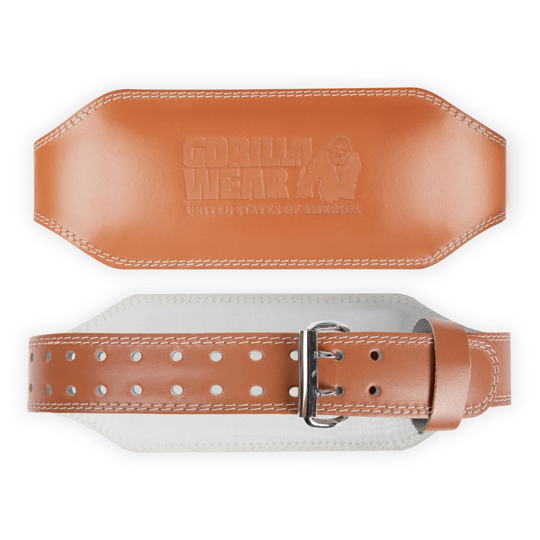 Gorilla Wear 6 Inch Padded Leather Belt, brown