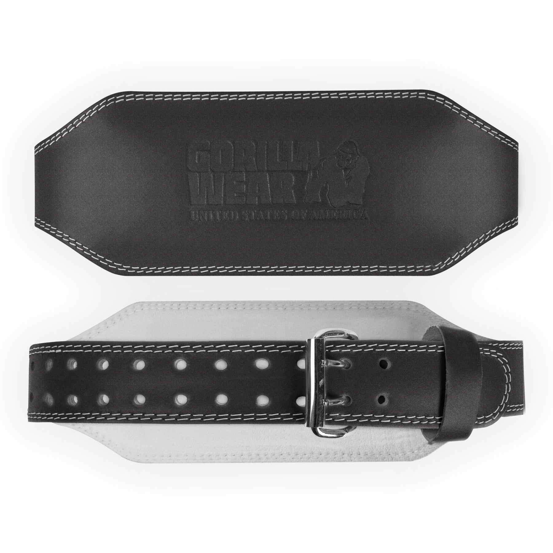 Gorilla Wear 6 Inch Padded Leather Belt, black/black