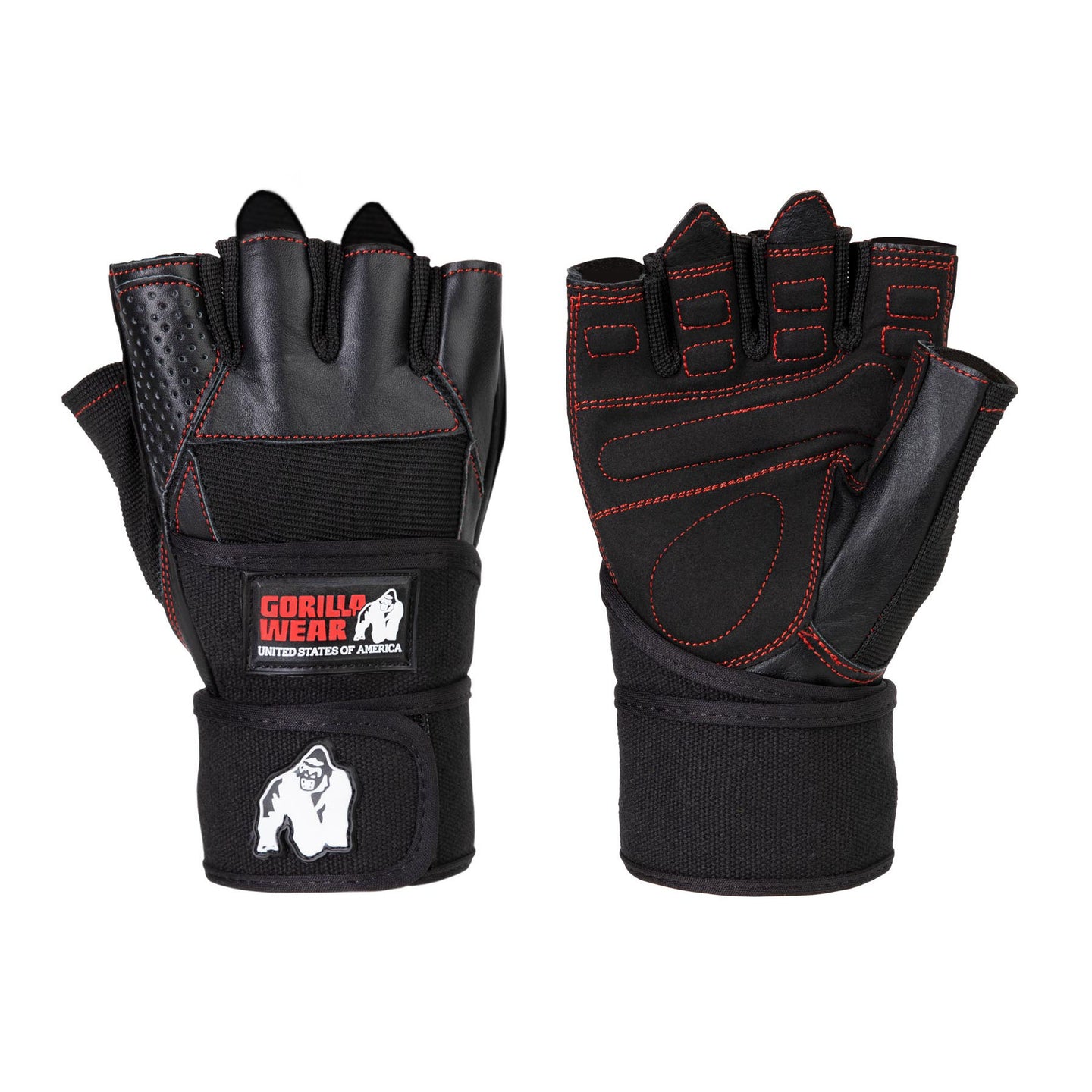 Gorilla Wear Dallas Wrist Wraps Gloves, Svart / Röd