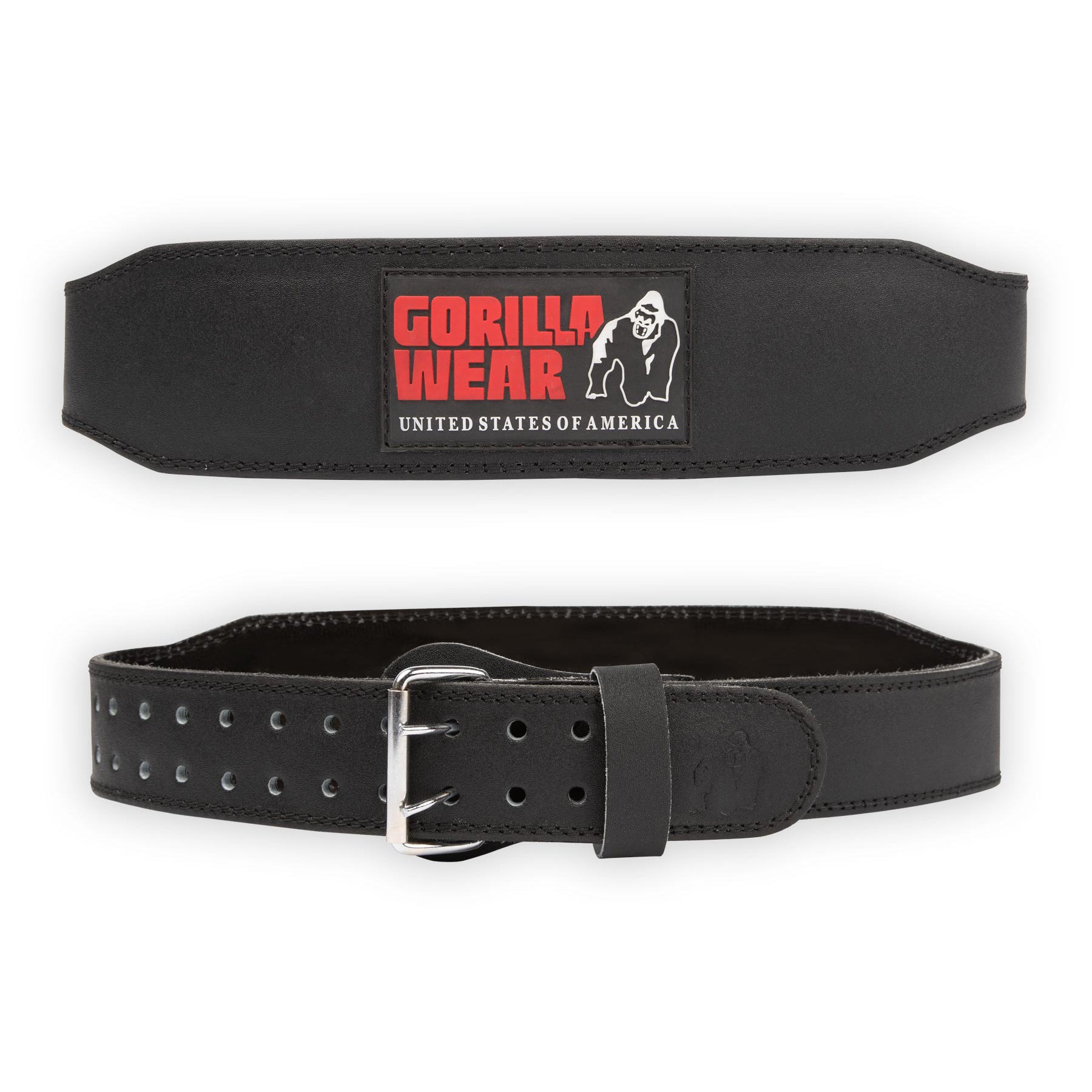Gorilla Wear 4 Inch Padded Leather Belt, black/red