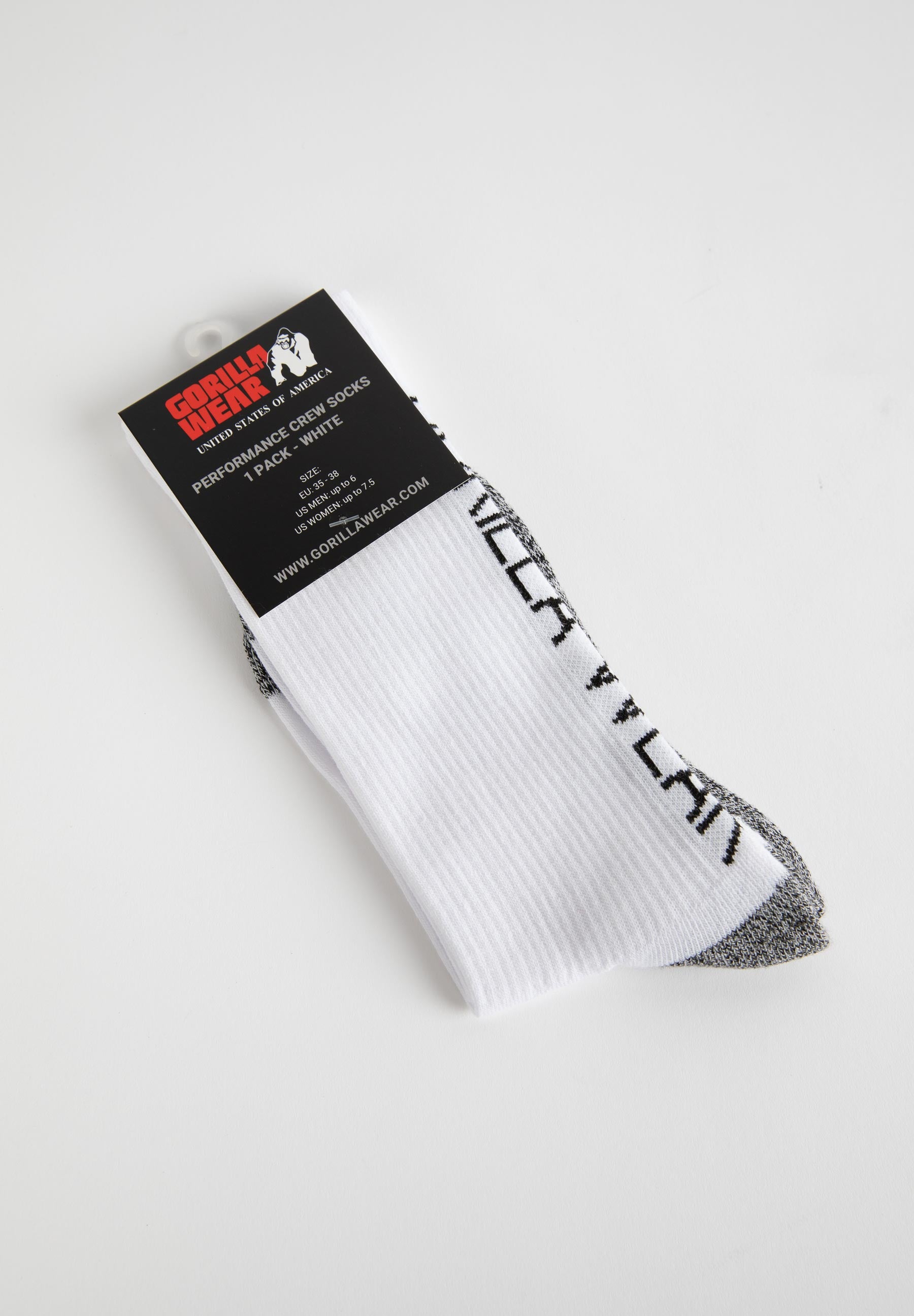 Gorilla Wear Performance Crew Socks, white