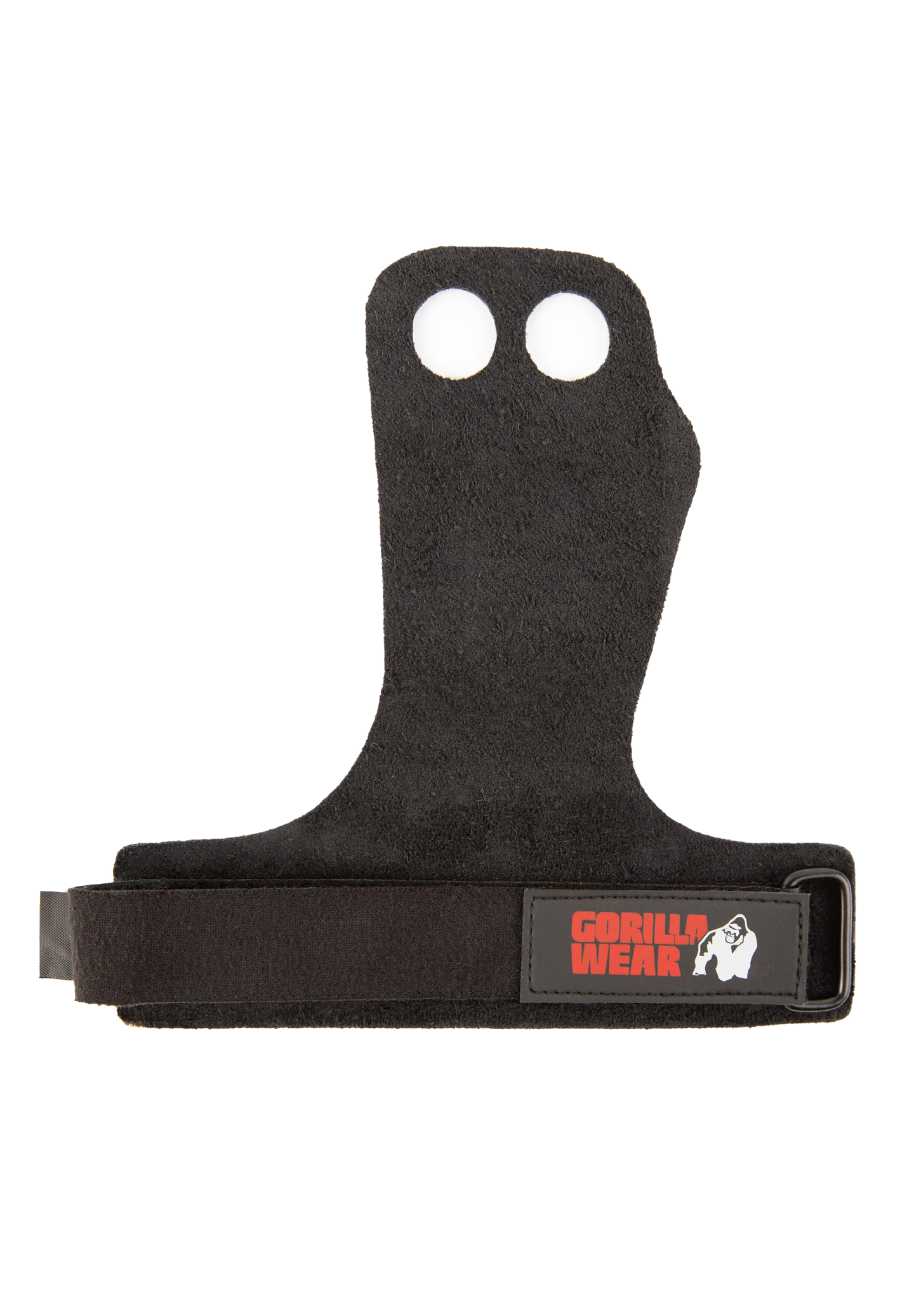 Gorilla Wear 2-Hole Leather Lifting Grips, black