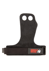Gorilla Wear 2-Hole Leather Lifting Grips, black