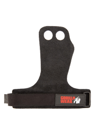 Gorilla Wear 2-Hole Leather Lifting Grips, black