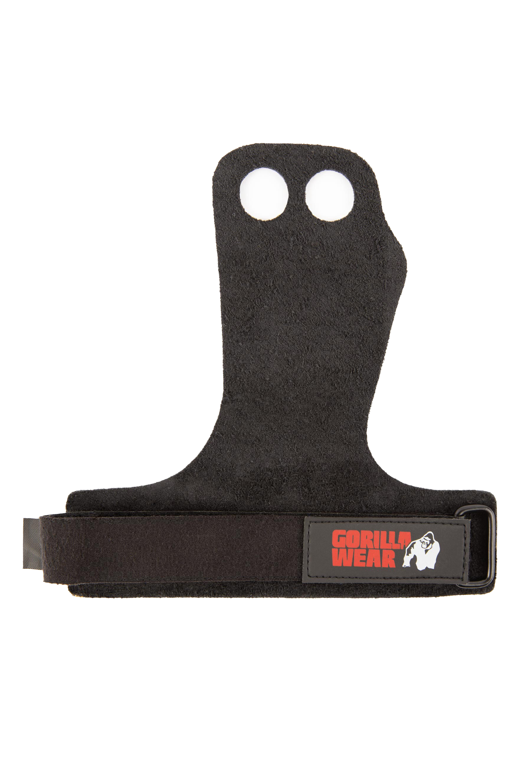 Gorilla Wear 2-Hole Leather Lifting Grips, black