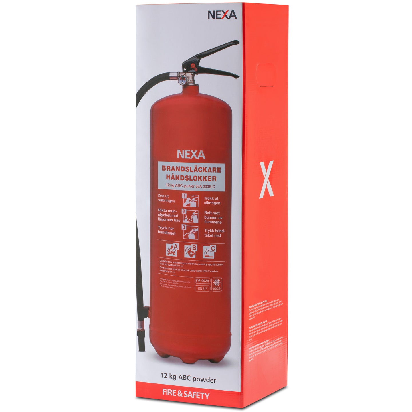 Nexa Brandsläckare Pulver Röd 12kg 55A 233B C