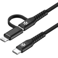 Celly 2-i-1-kabel USB-C/USB-A till USB-C/Lightning 60W 2m Svart