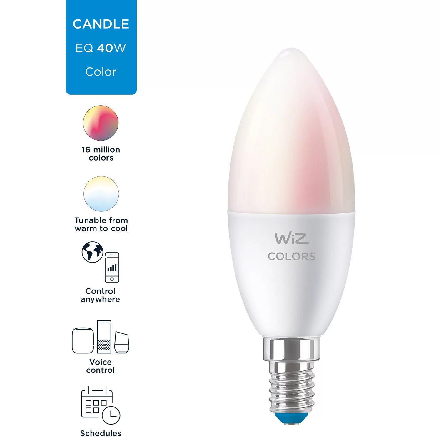 WiZ WiFi Smart LED E14 Kron 40W 470lm Färg
