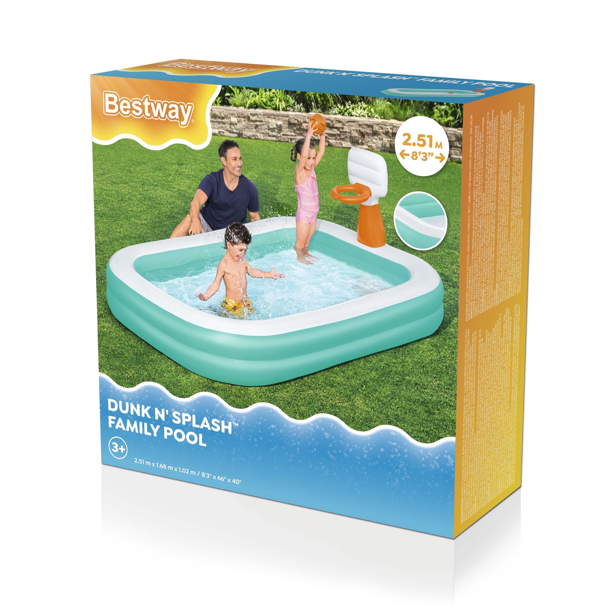 Bestway Familjepool Dunk n Splash 251 x 168 x 102cm