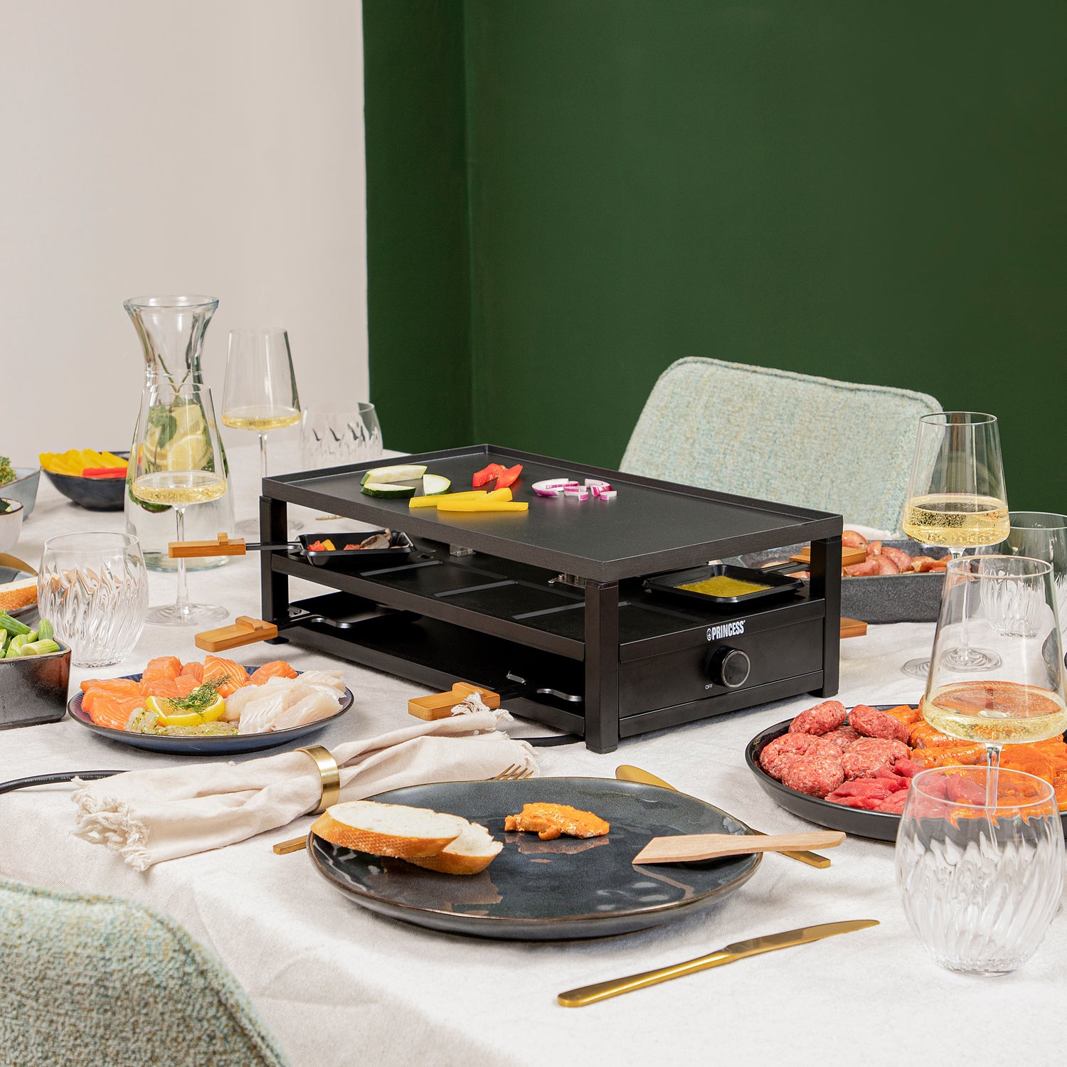 Princess Raclette 162655 Black Steel Raclette för 8pers.