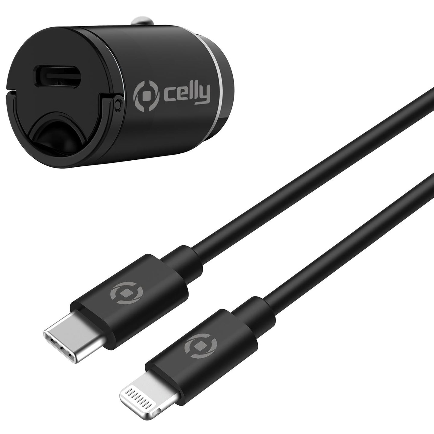 Celly Billaddare 20W + Lighting-kabel Svart