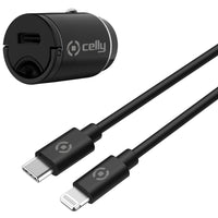 Celly Billaddare 20W + Lighting-kabel Svart