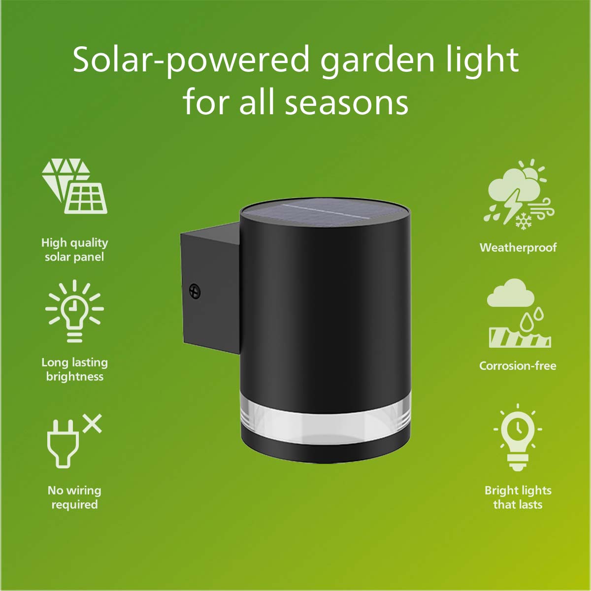 Philips Fyce Vägglampa Rak Solcell Ultra Efficient LED 200lm Svart