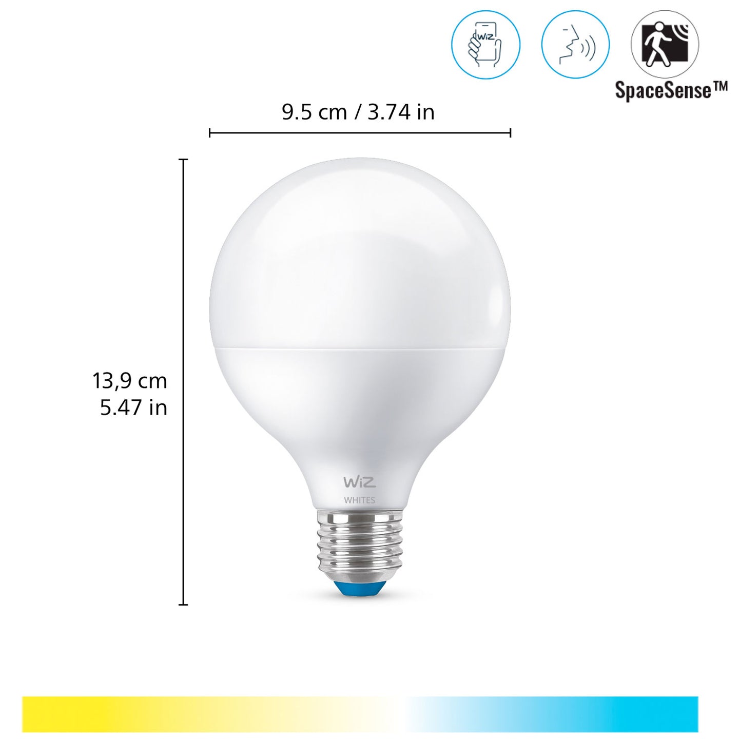 WiZ WiFi Smart LED E27 G95 75W 1055lm Varm-kallvit