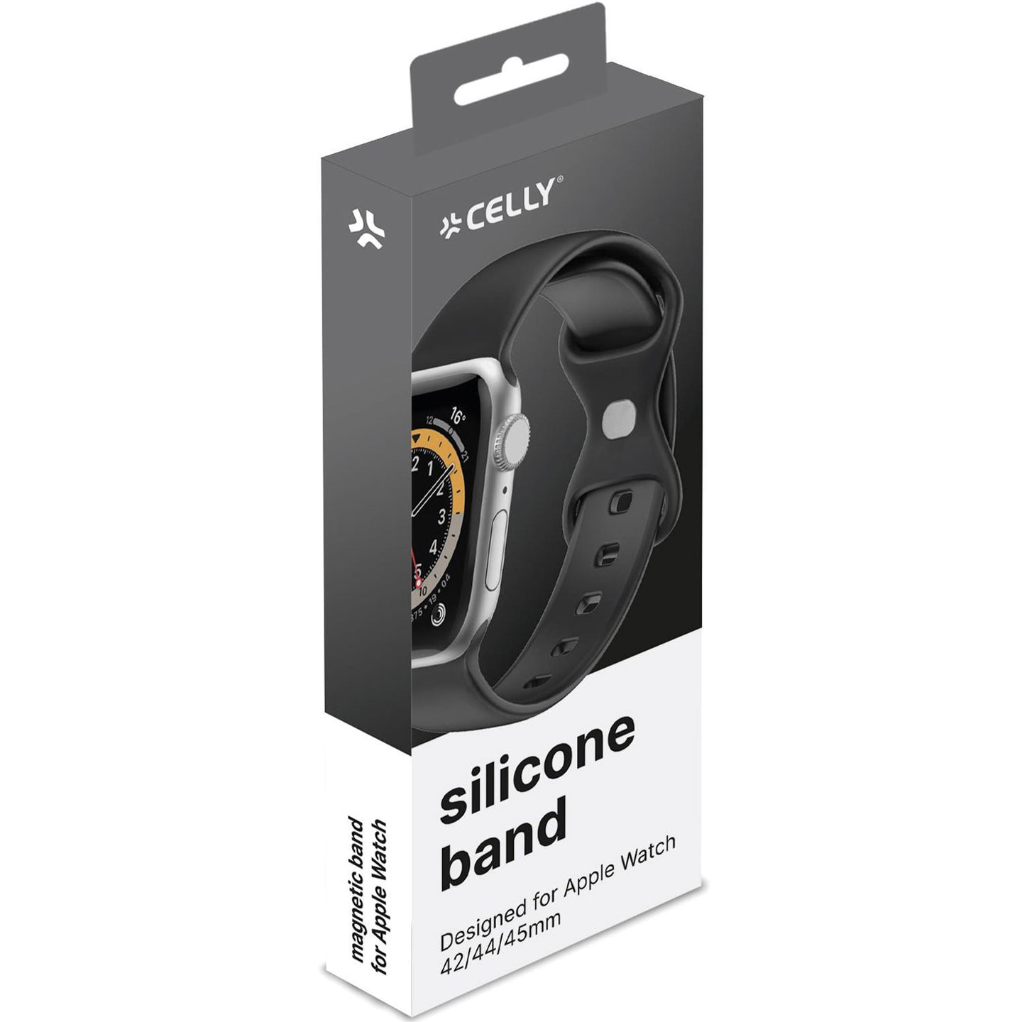 Celly Armband till Apple Watch 42/44/45mm Silikon Svart