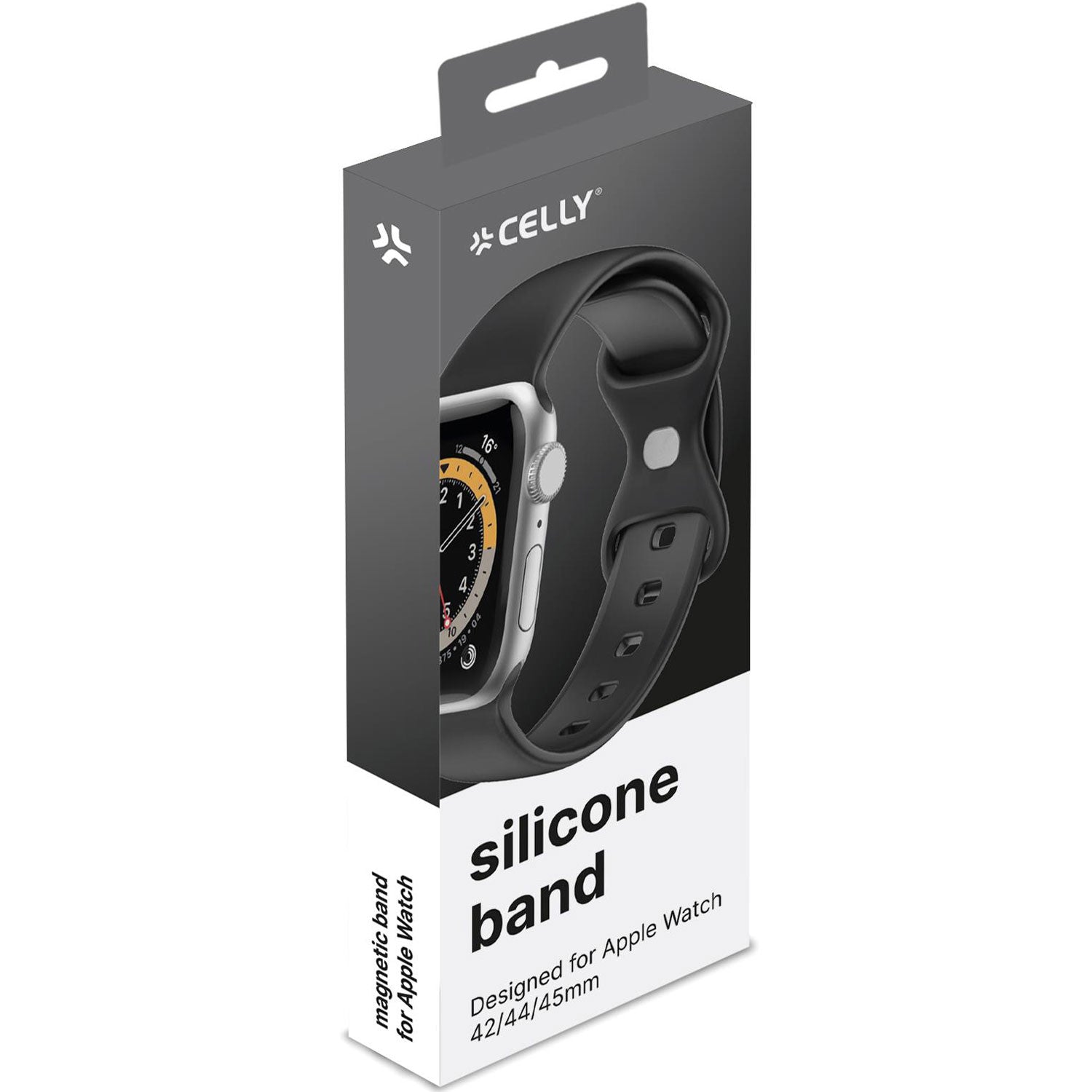 Celly Armband till Apple Watch 42/44/45mm Silikon Svart