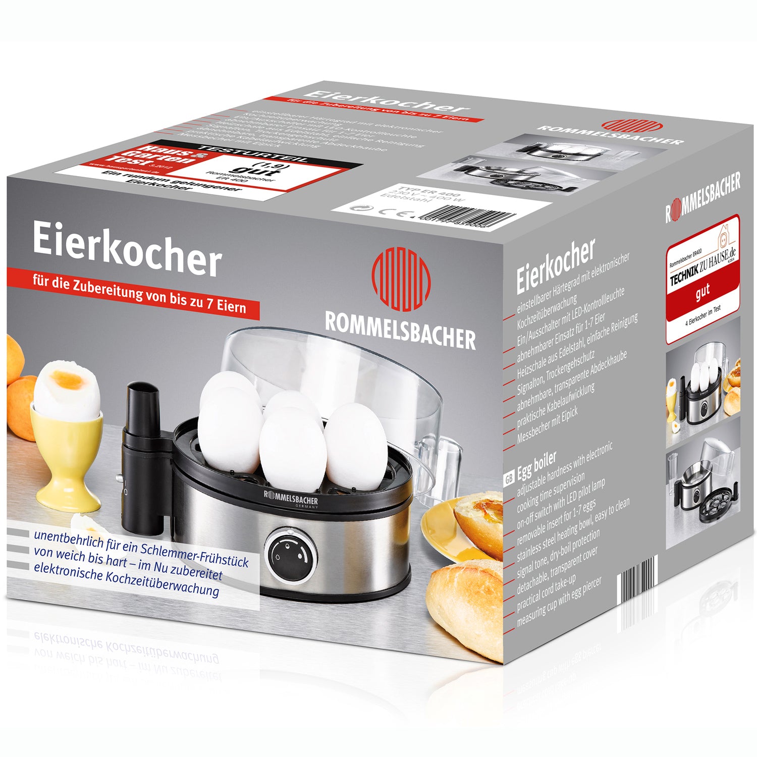 Rommelsbacher Äggkokare 7 ägg ER 400 Elektronisk med Rostfri värmeskål