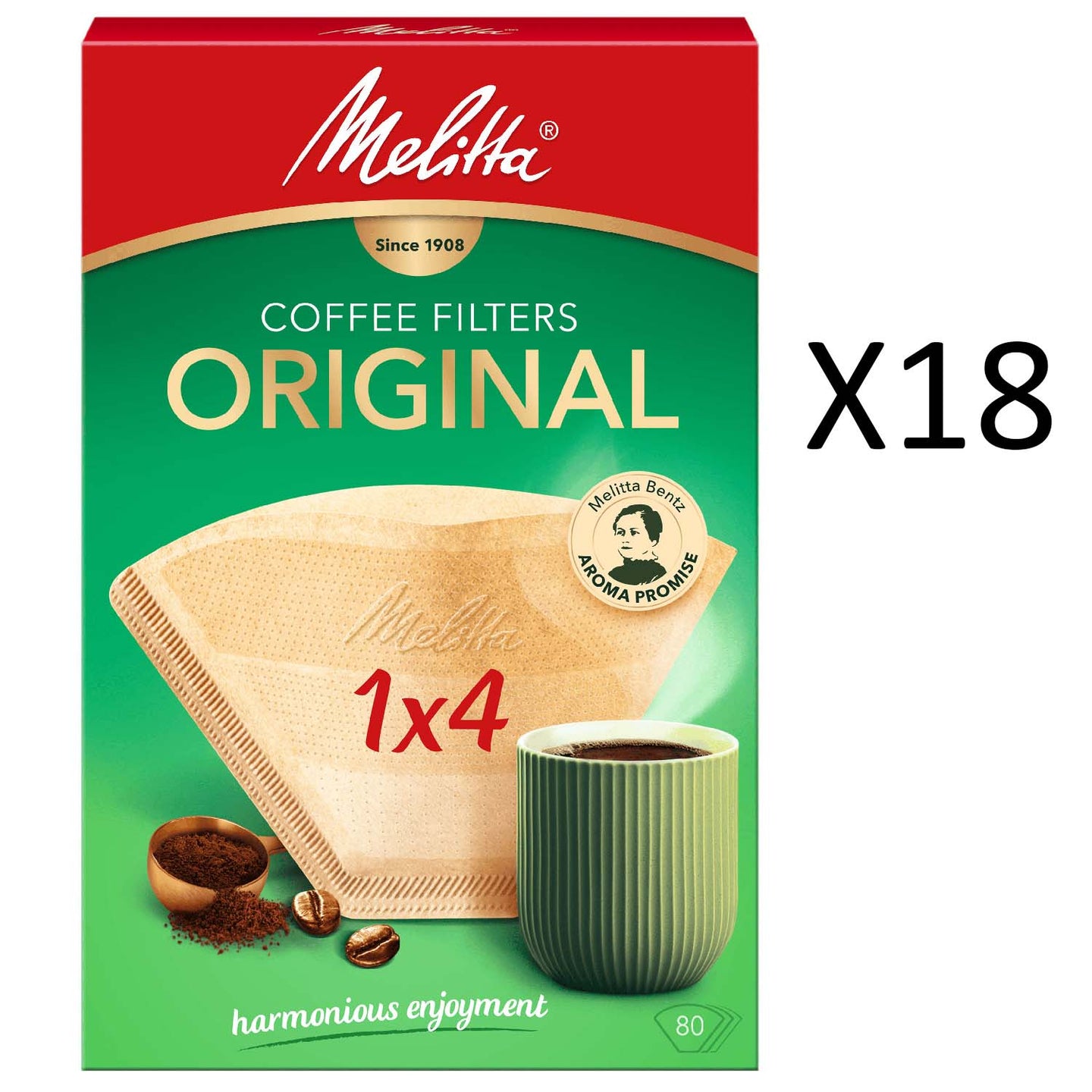 Melitta Kaffefilter Orginal 1X4 Oblekta 80-pack (18st DFP)