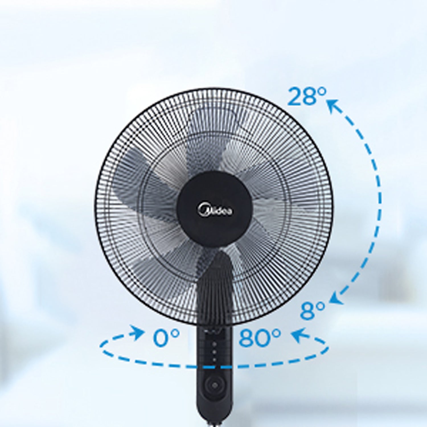 Midea Golvfläkt 3 Hastigheter och Fjärrkontroll, Svart