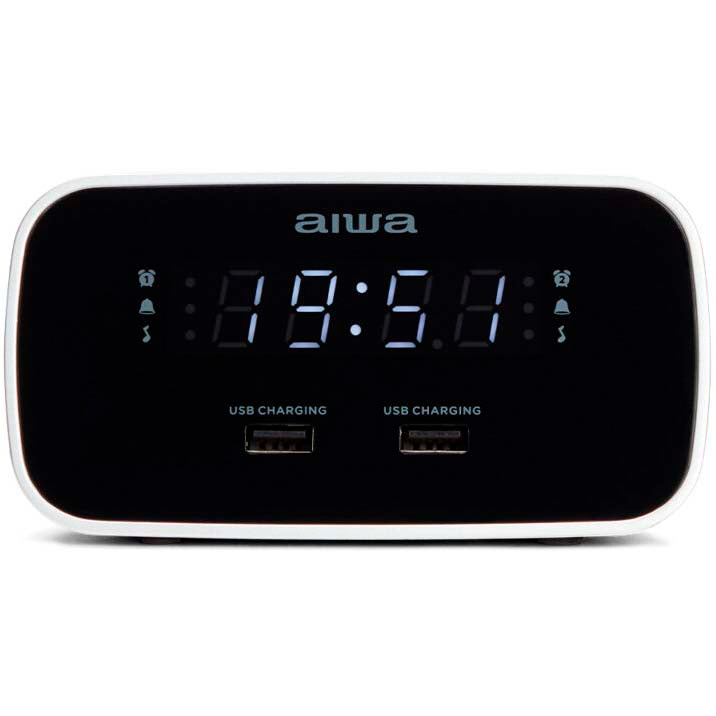 AIWA Klockradio Två alarm USB ladd-uttag Svart