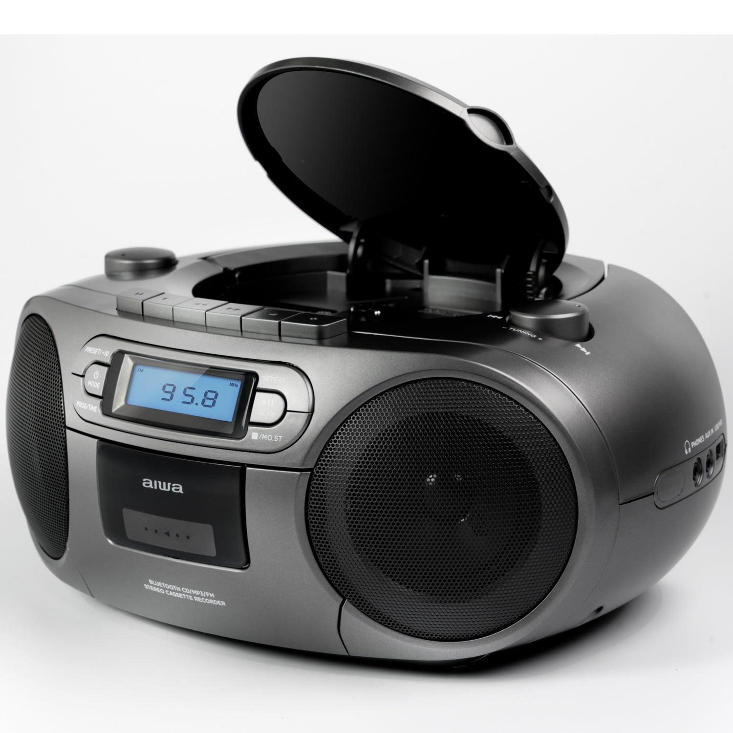 AIWA Boombox CD Radio Kassett USB Bluetooth BBTC-550MB Mörkgrå
