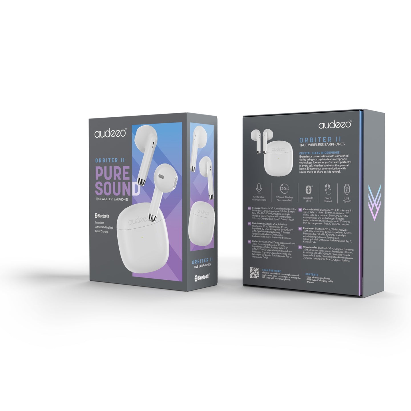 Audeeo Hörlurar Earbuds TWS Orbiter II Vit