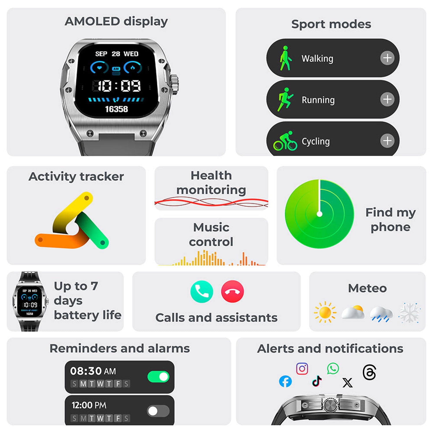 KSIX Smartklocka Hero AMOLED - Svart