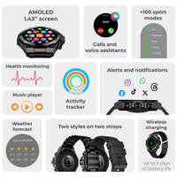 KSIX Smartklocka Titanium - Svart