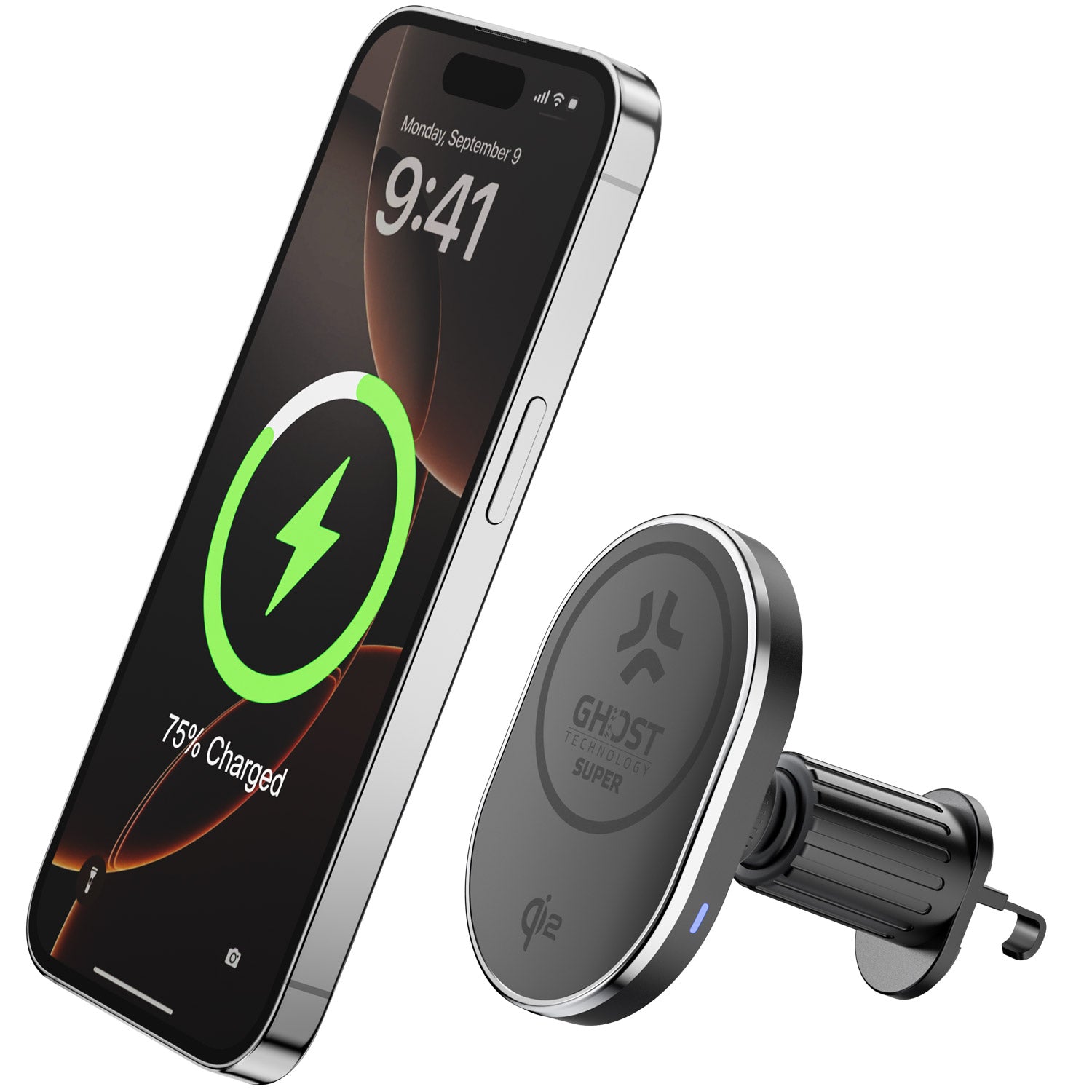 Celly Bilhållare med trådlös laddning Qi2 15W