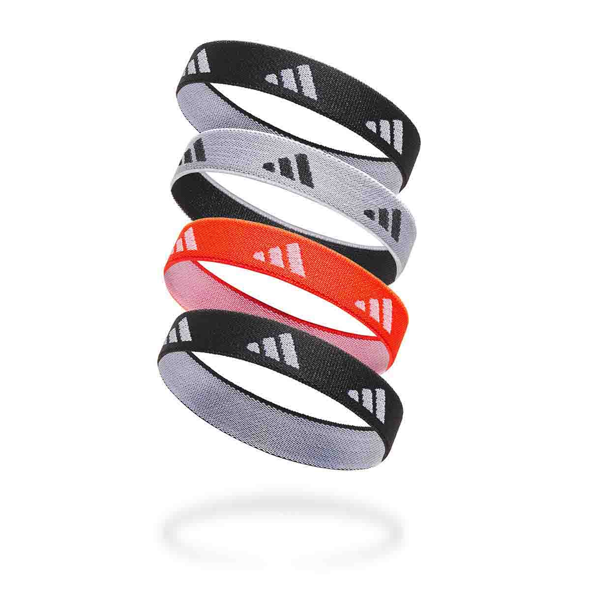 Adidas Hair Ties - Set of 4 Black/White/Solar Red