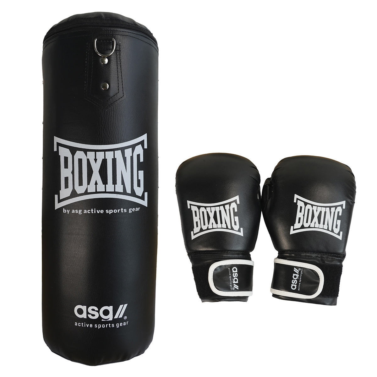 ASG Boxing Bag+Gloves 80cm,15kg Hvid