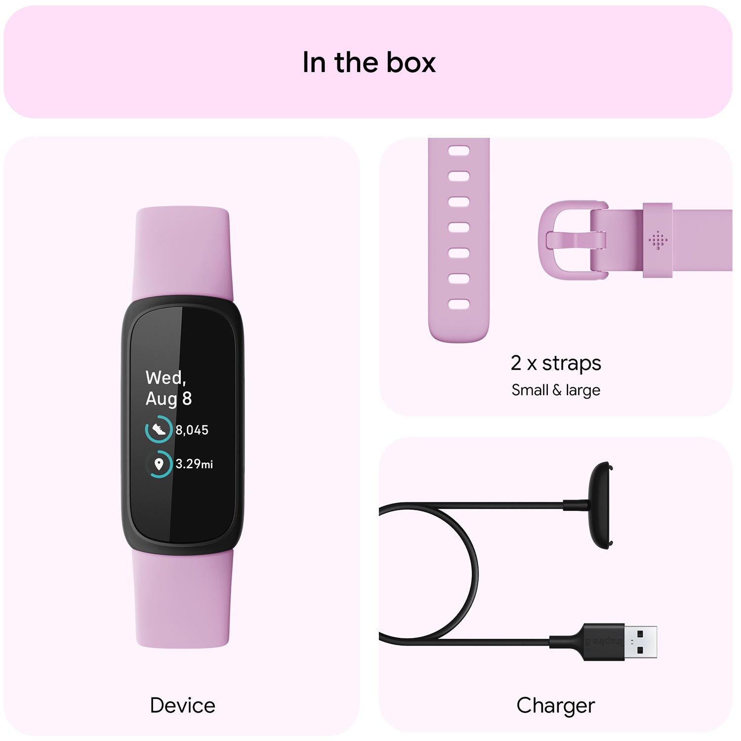 Fitbit Inspire 3, Black/Lilac Bliss