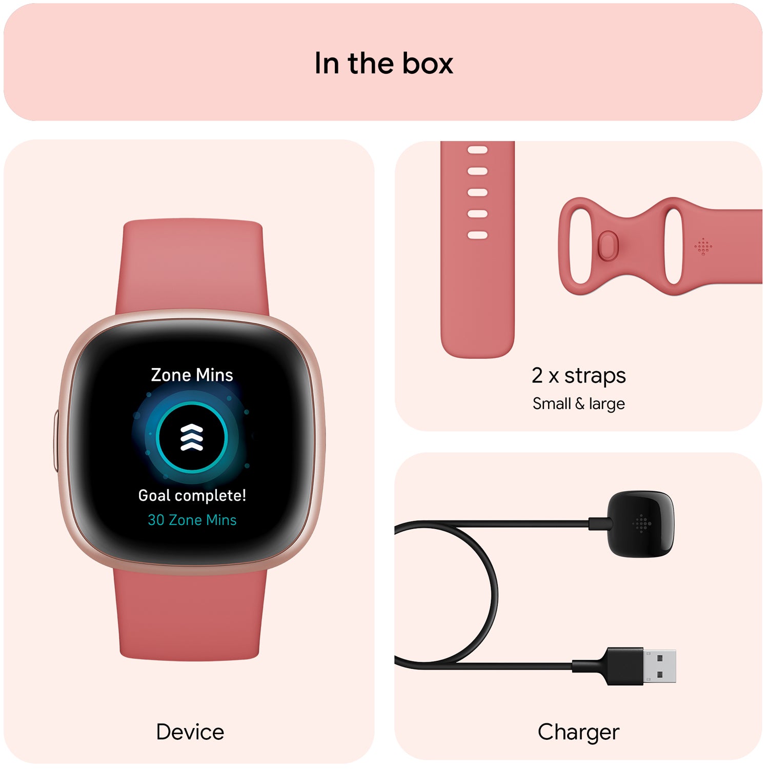 Fitbit Versa 4, Pink Sand/Copper Rose
