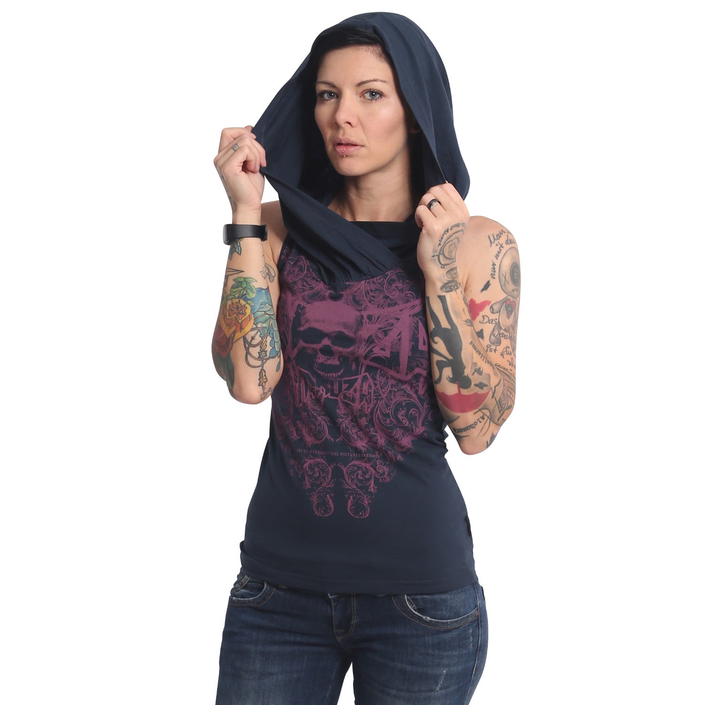 Yakuza Dark Tribe Hooded Tank, mood indigo