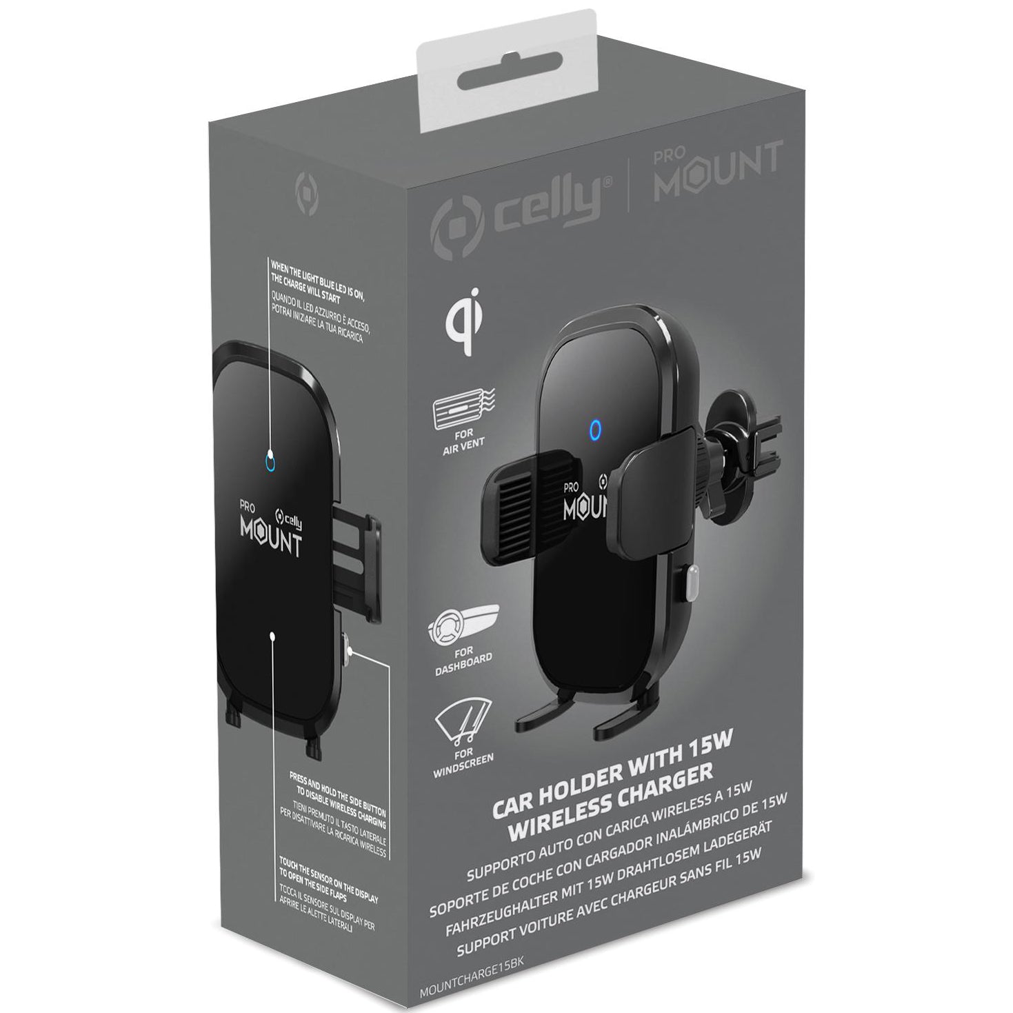 Celly Mobilhållare Trådlös laddning 15W Autorelease