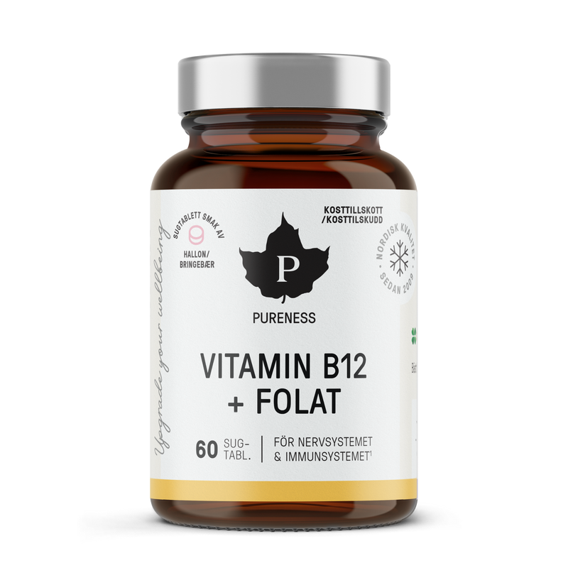 Pureness Vitamin B12 + Folat, Hallon - 60 kapslar