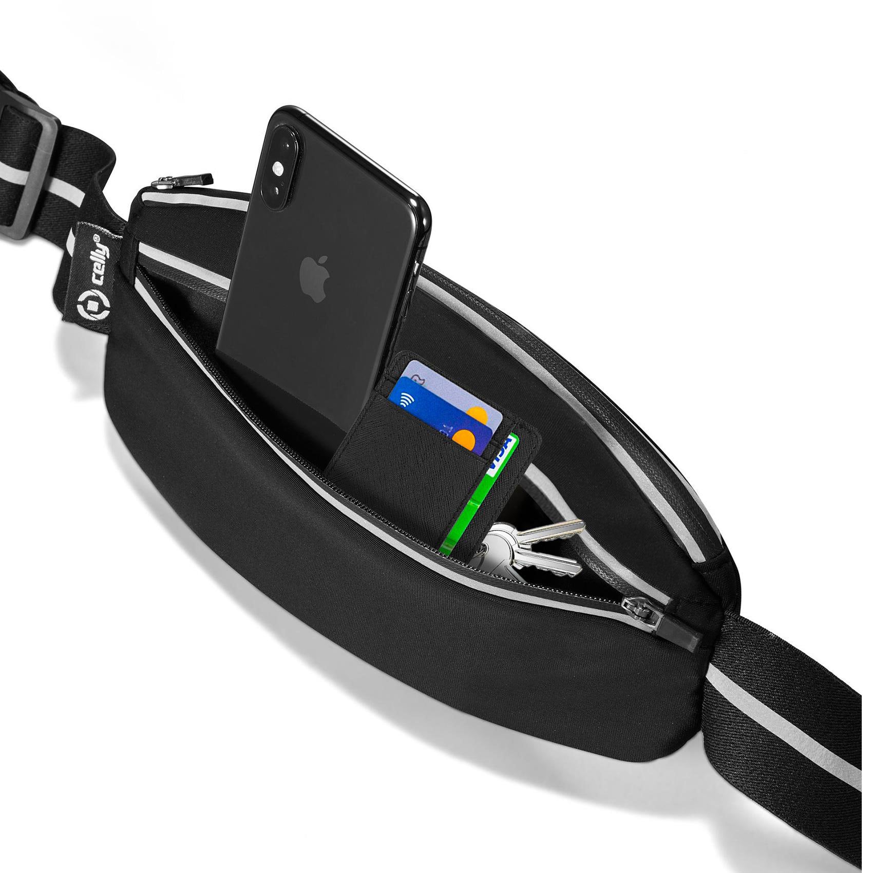 Celly Sportbälte/telefonficka max 6,9" Svart