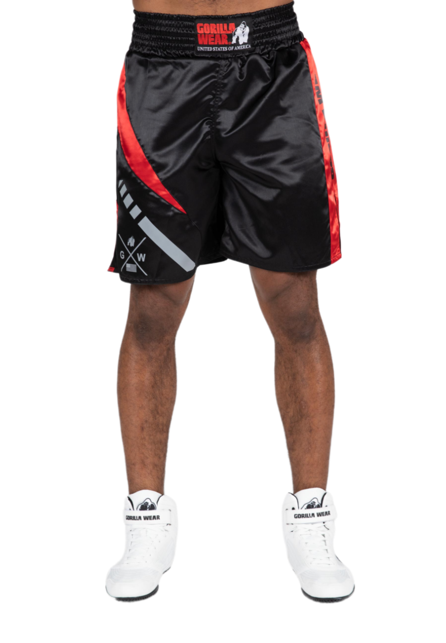 Gorilla Wear Hornell Boxing Shorts, black/red