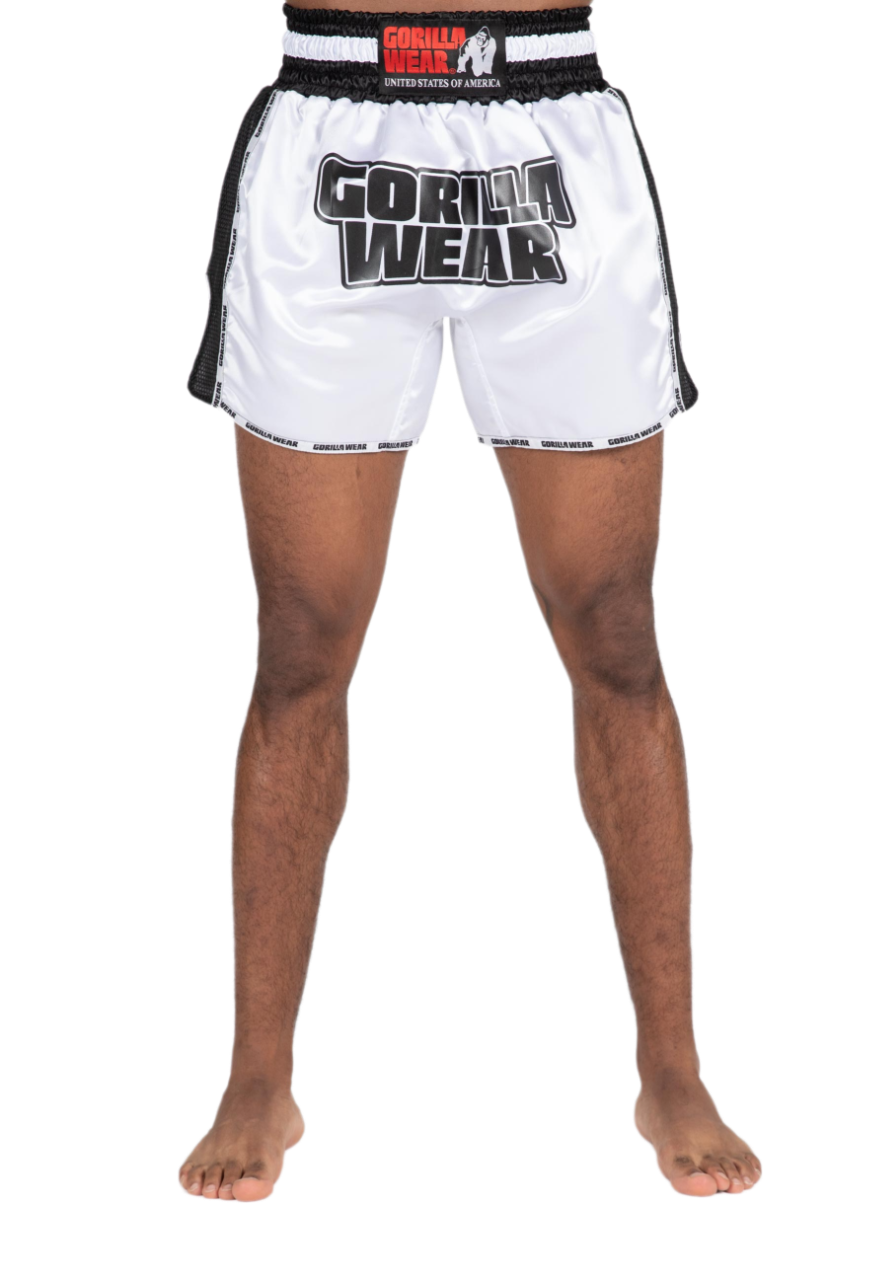 Gorilla Wear Piru Muay Thai Shorts, white/black