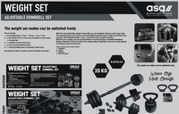 ASG Weight Set Adjustable Dumbbell 4-i-1 – Justerbart hantelset, skivstång & kettlebell i ett